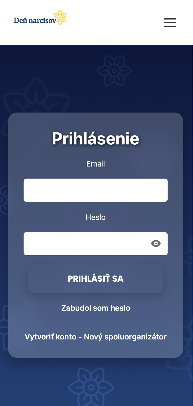 Deň narcisov mobile interface